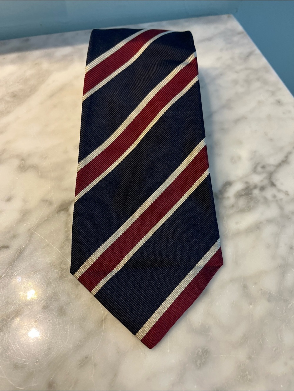 Banana Republic Navy, Burgundy and Cream Striped Men's Tie
